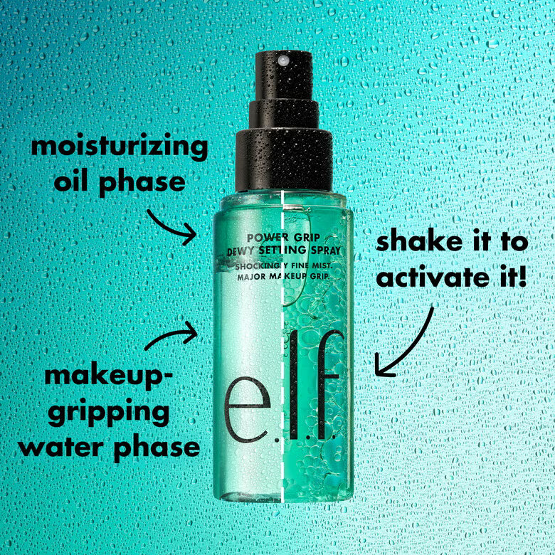 E.L.F Power Grip Dewy Setting Spray Sellador Hidratante Con Infusión De Aloe, Acido Hialurónico, Escualano, Aceite De Semilla De Té Verde.