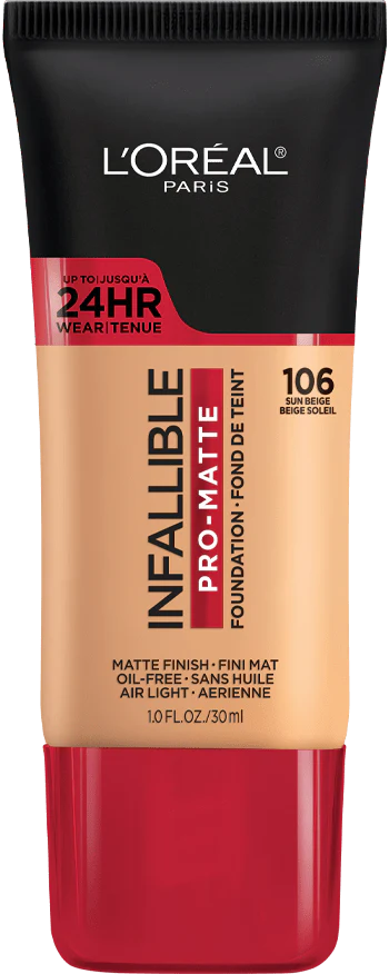 106 SUN BEIGE - Loreal Infallible Pro Matte 24 Horas Base Liquida Matte Para Piel Grasa