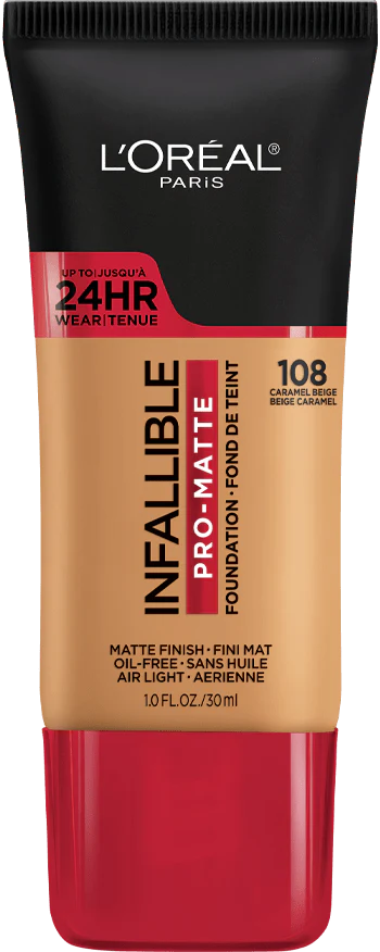 108 CARAMEL BEIGE - Loreal Infallible Pro Matte 24 Horas Base Liquida Matte Para Piel Grasa