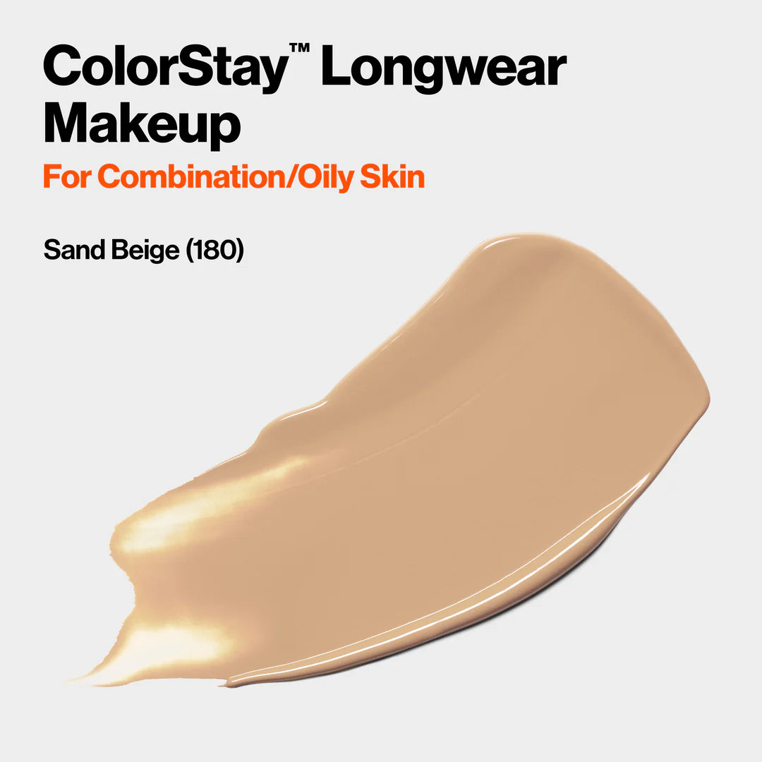 180 SAND BEIGE - Revlon Colorstay Combination Oily Matte Base Liquida 24 Horas Para Piel Grasa Vitamina E & SPF15