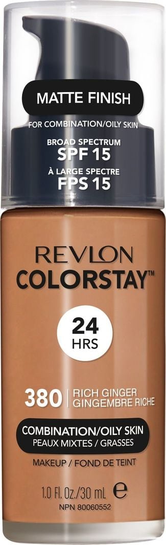 380 RICH GINGER - Revlon Colorstay Combination Oily VERSION VIEJA Base Liquida Para Piel Grasa 24HR