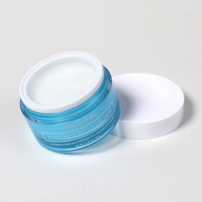 MOIRA Atomic Water Crema Facial Hidratante Enriquecida Con 2 % de Niacinamida, Acido Hialurónico, Escualano Vegan, & Ectoína - 50g