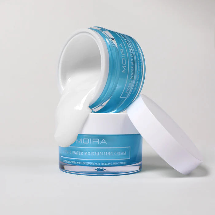 MOIRA Atomic Water Crema Facial Hidratante Enriquecida Con 2 % de Niacinamida, Acido Hialurónico, Escualano Vegan, & Ectoína - 50g