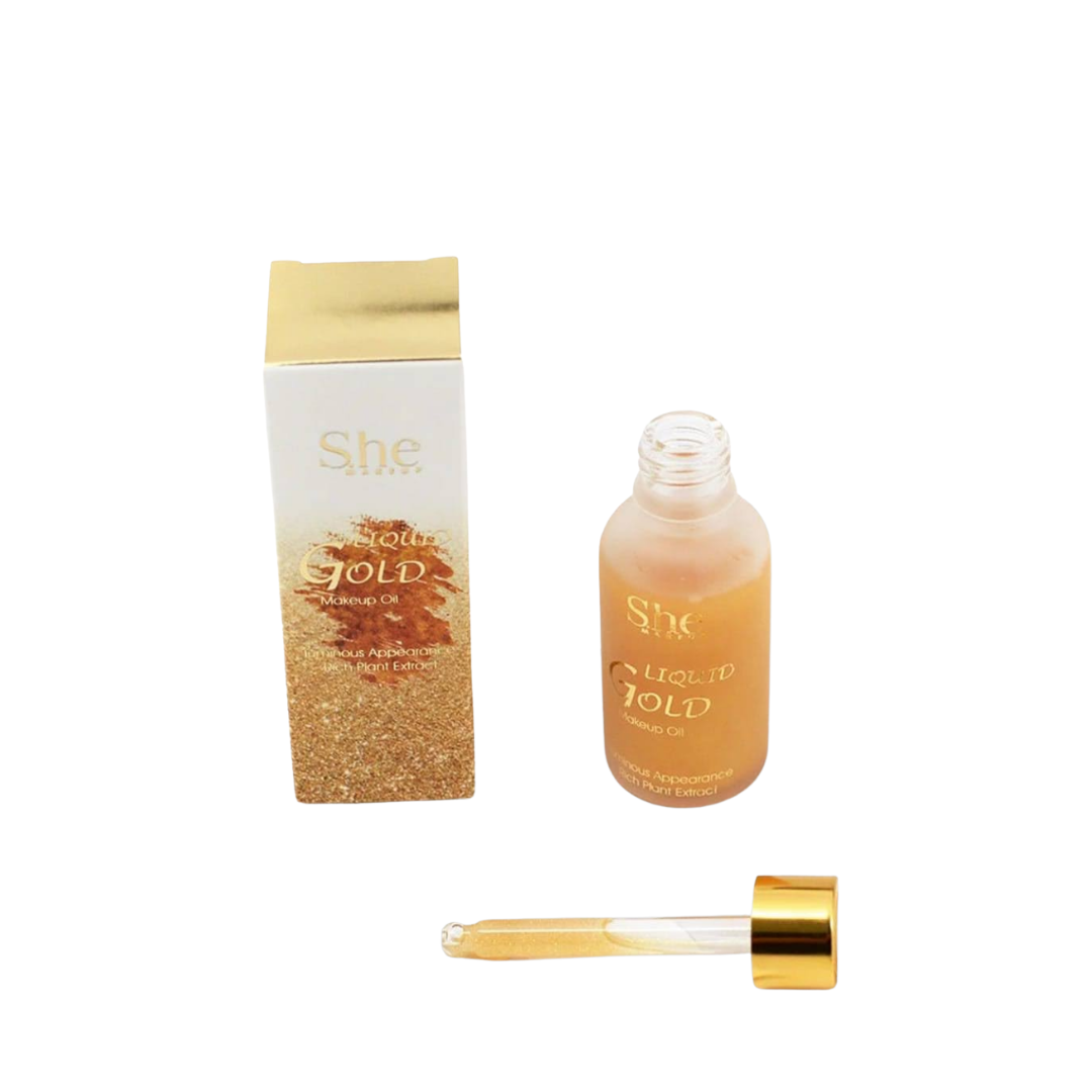 She Makeup Gold Shimmer Primer En Aceite Iluminoso Con Extracto De Plantas