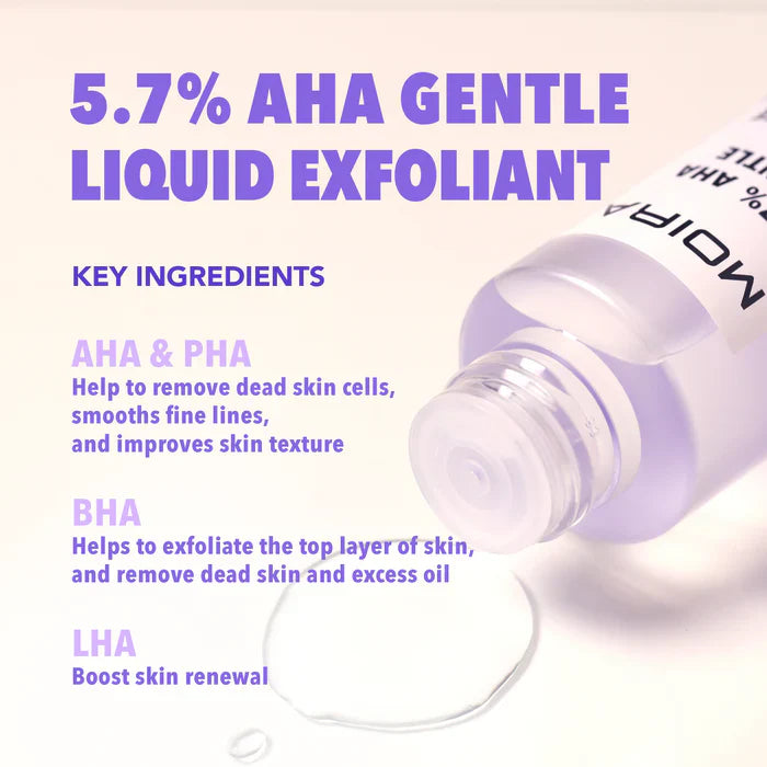 MOIRA 5.7% A.H.A Gentle Exfoliante Liquido Tratamiento De Peeling - 100mL