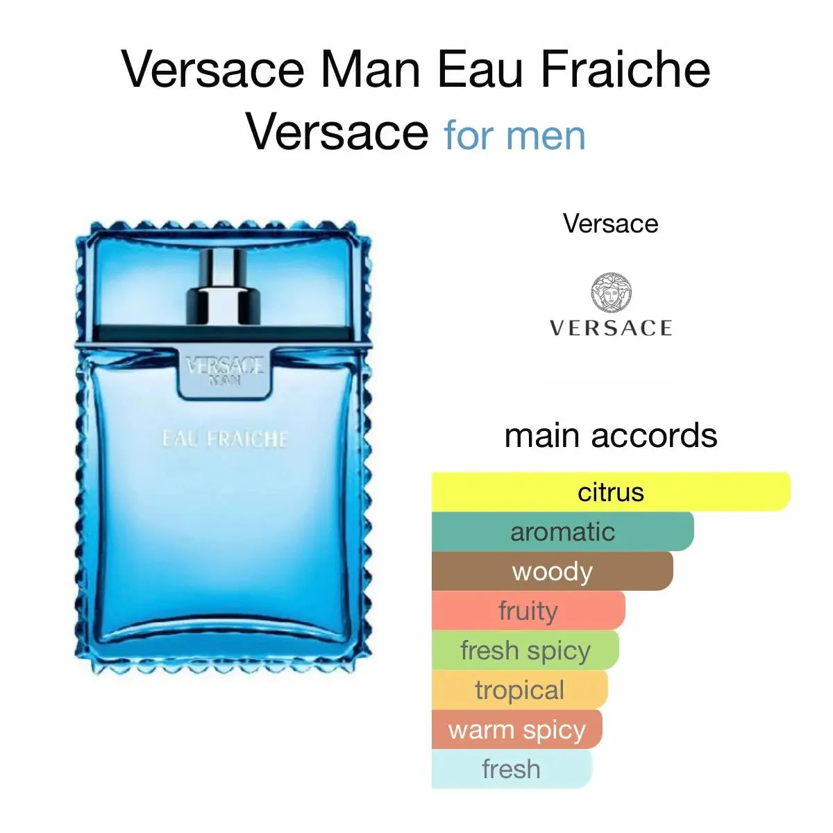 Versace Fraiche Man Perfume Para Hombre Eau De Toilette (200mL/6.7oz)