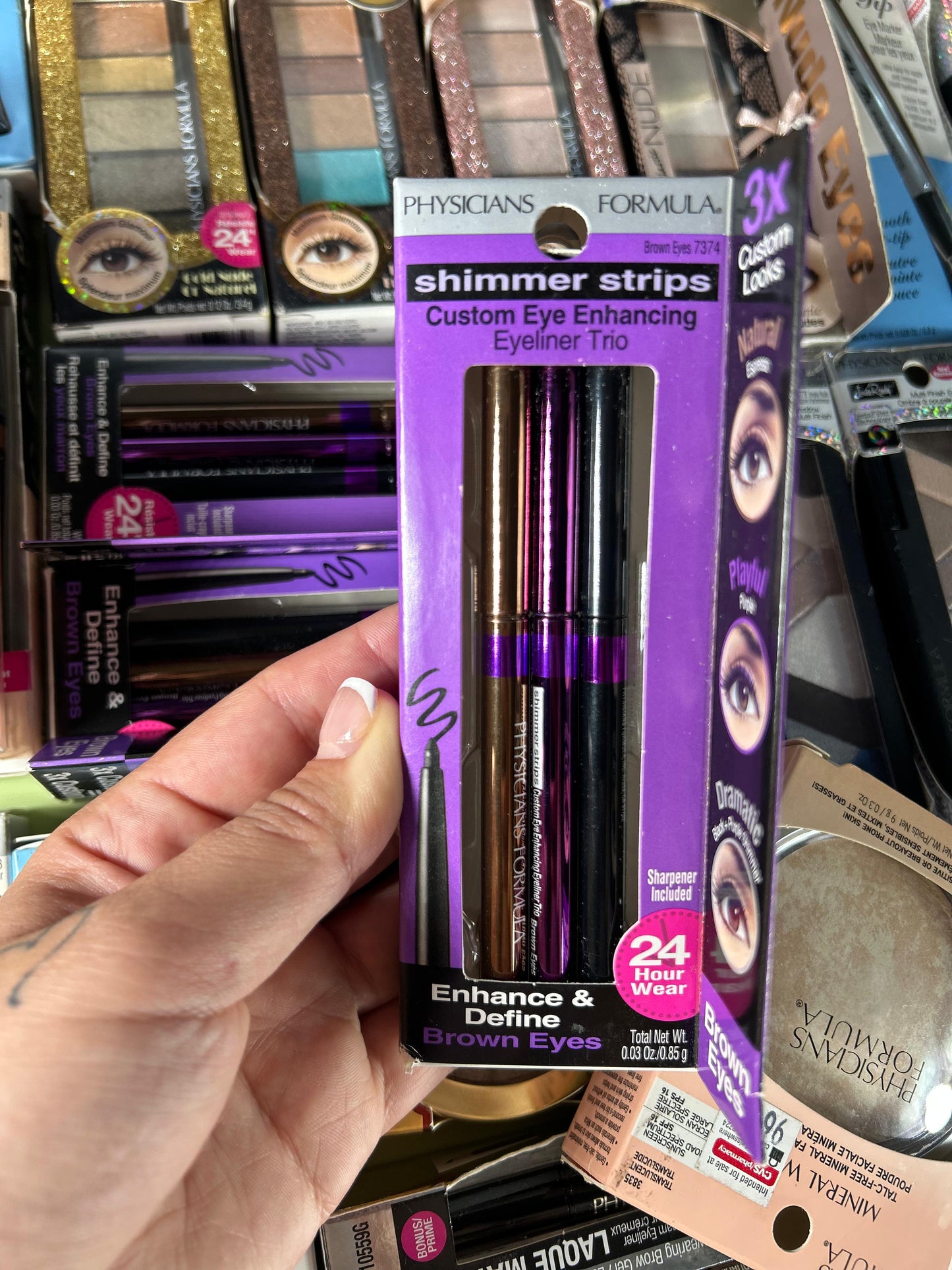 Physicians Formula Shimmer Strips Trio De Delineadores Larga Duracion- Cafe, Morado, Negro