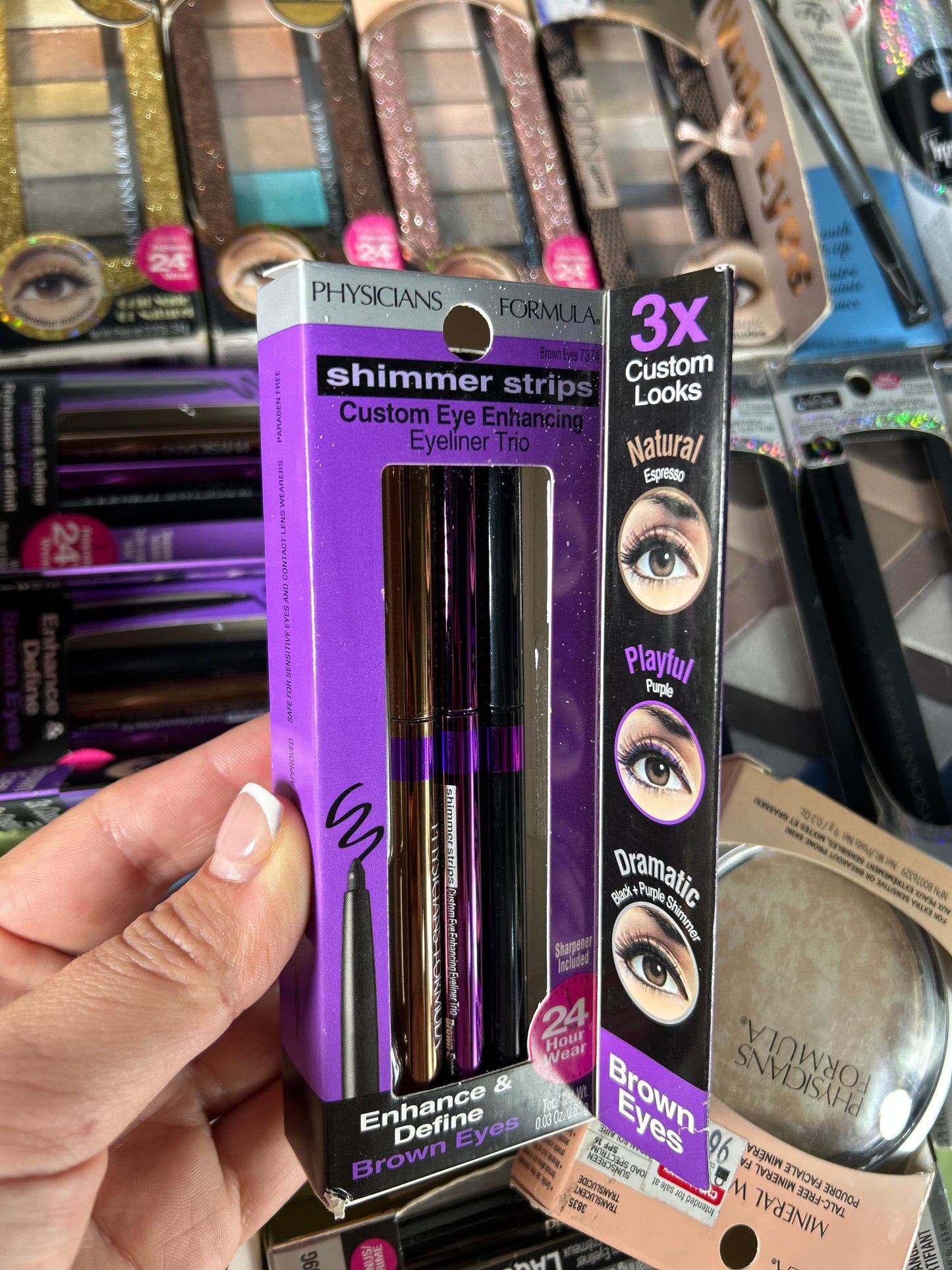Physicians Formula Shimmer Strips Trio De Delineadores Larga Duracion- Cafe, Morado, Negro