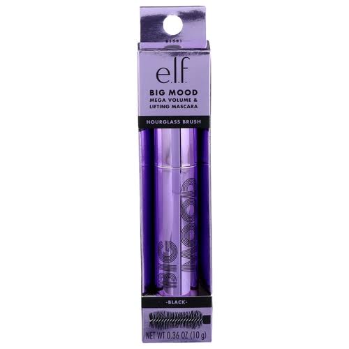 E.L.F Big Mood Máscara, Crea Instantáneamente Pestañas Largas, Atrevidas y Voluminosas, con Cera de Jojoba, Color Cafe