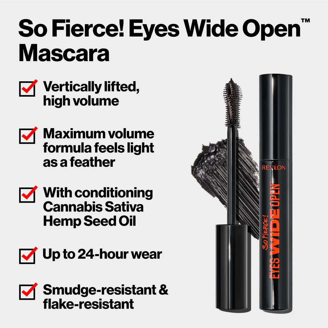 Revlon So Fierce Mascara Encrespador Con Aceite De Cañamo Cannabis Sativa - NEGRO CONTRA AGUA