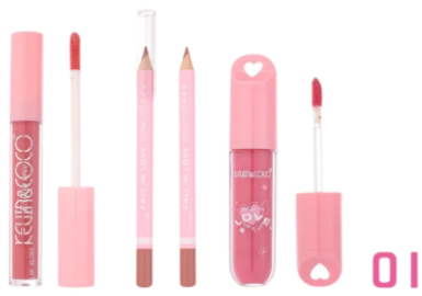 Kevin & Coco - 01 Set de Maquillaje Para Labios Fall In Love - 2 Lip Gloss / 1 Lapiz Labial