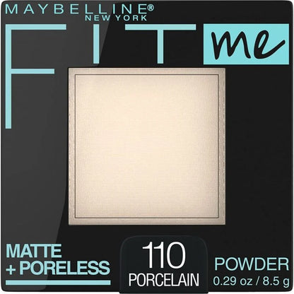 110 Porcelain - Maybelline Fit Me Matte Poreless Polvo Compacto Refina Poros Para Piel Grasa