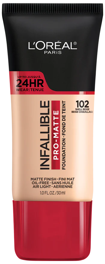 102 SHELL BEIGE - Loreal Infallible Pro Matte 24 Horas Base Liquida Matte Para Piel Grasa