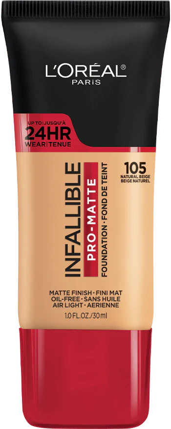 105 NATURAL BEIGE - Loreal Infallible Pro Matte 24 Horas Base Liquida Matte Para Piel Grasa