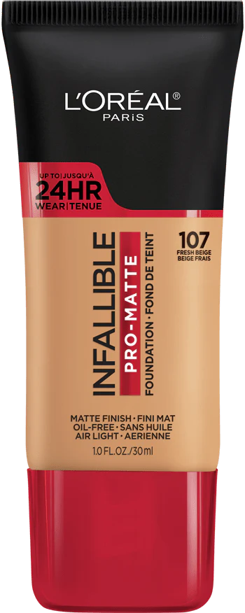 107 FRESH BEIGE - Loreal Infallible Pro Matte 24 Horas Base Liquida Matte Para Piel Grasa