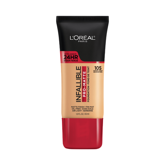 105 NATURAL BEIGE - Loreal Infallible Pro Matte 24 Horas Base Liquida Matte Para Piel Grasa
