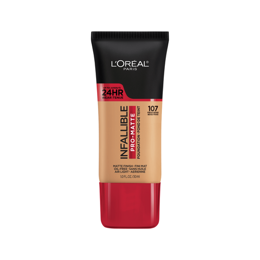 107 FRESH BEIGE - Loreal Infallible Pro Matte 24 Horas Base Liquida Matte Para Piel Grasa