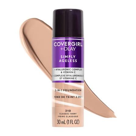 210 CLASSIC IVORY - Covergirl & Olay Simply Ageless - Base de Maquillaje Líquida 3 en 1