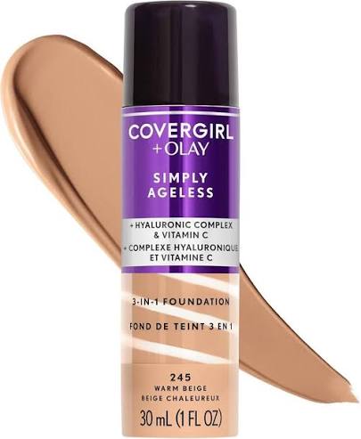 245 WARM BEIGE - Covergirl & Olay Simply Ageless - Base de Maquillaje Líquida 3 en 1