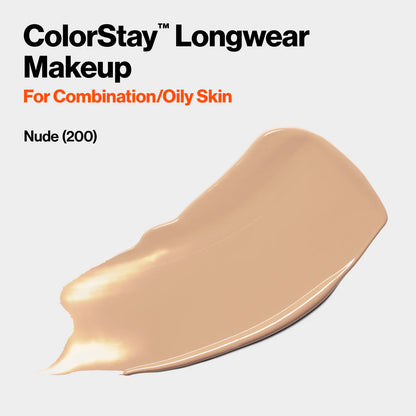 200 NUDE - Revlon Colorstay Combination Oily Matte Base Liquida 24 Horas Para Piel Grasa Vitamina E & SPF15