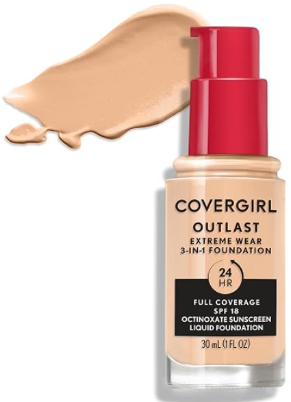 800 FAIR IVORY - Covergirl Outlast Extreme Wear 3-in-1 Cobertura Total Base Liquida, SPF 18