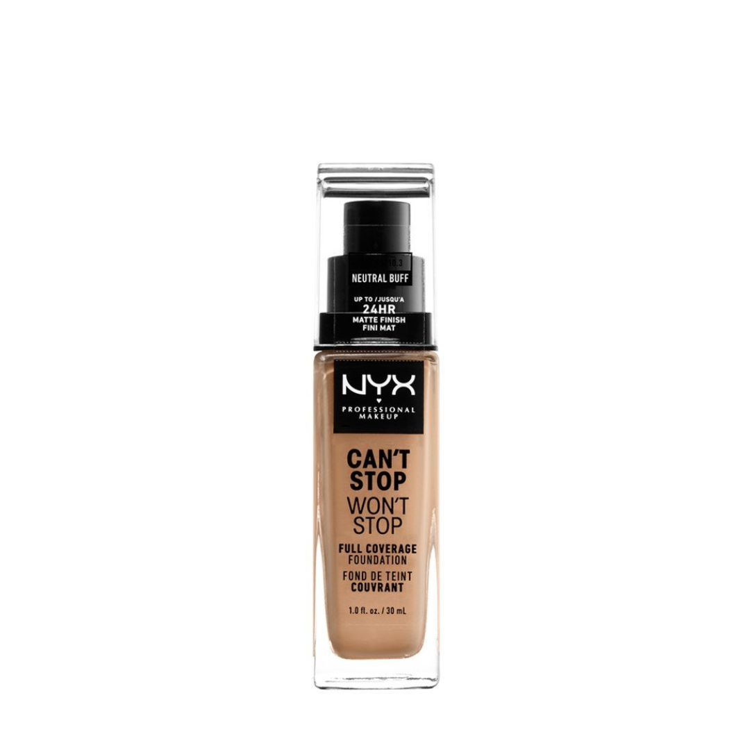 NEUTRAL BUFF - NYX Cant Stop Wont Stop Base Liquida Cobertura Total 24 Horas CONTRA AGUA