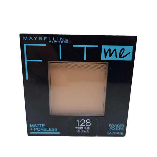 128 WARM NUDE - Maybelline Fit Me Matte Poreless Polvo Compacto Refina Poros Para Piel Grasa