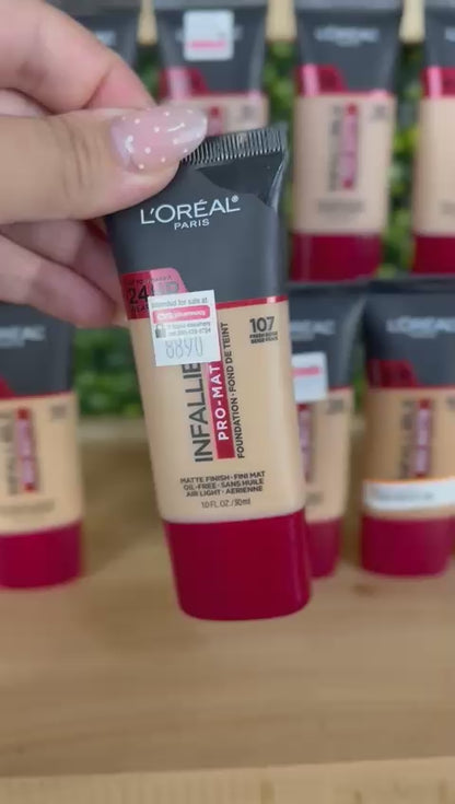 107 FRESH BEIGE - Loreal Infallible Pro Matte 24 Horas Base Liquida Matte Para Piel Grasa