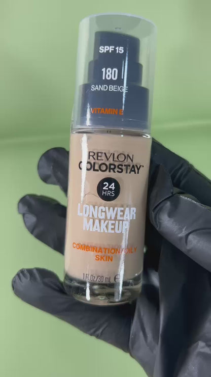 180 SAND BEIGE - Revlon Colorstay Combination Oily Matte Base Liquida 24 Horas Para Piel Grasa Vitamina E & SPF15