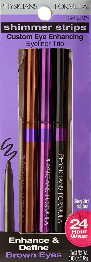 Physicians Formula Shimmer Strips Trio De Delineadores Larga Duracion- Cafe, Morado, Negro